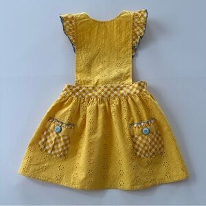 Matilda Jane Girls 4 Yellow Eyelet Pinafore Dress Spring Summer Easter